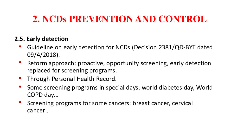 2. NCDs PREVENTION AND CONTROL